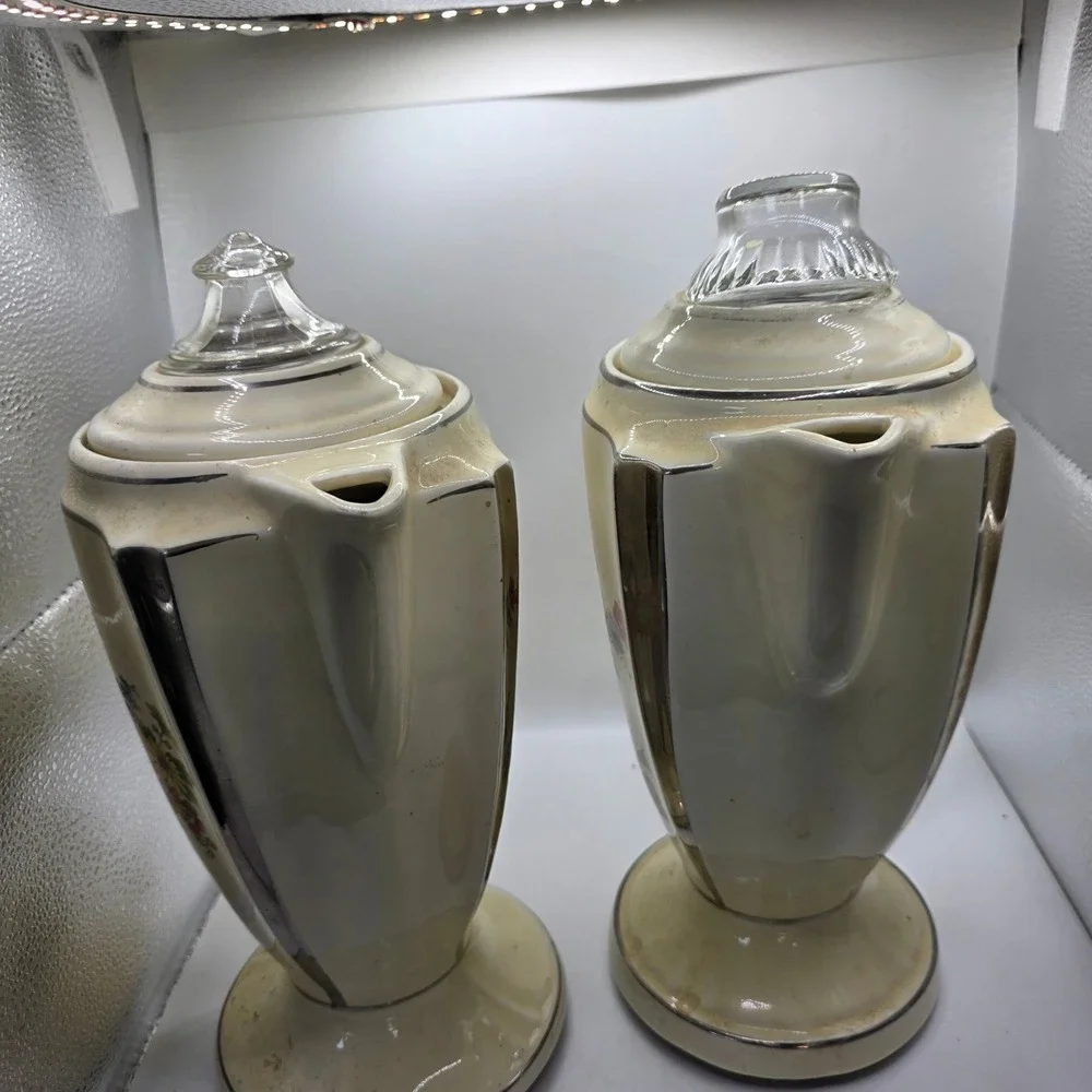 Antique Porcelier Champion Art Deco Floral Electric Coffee Percolators – Pair